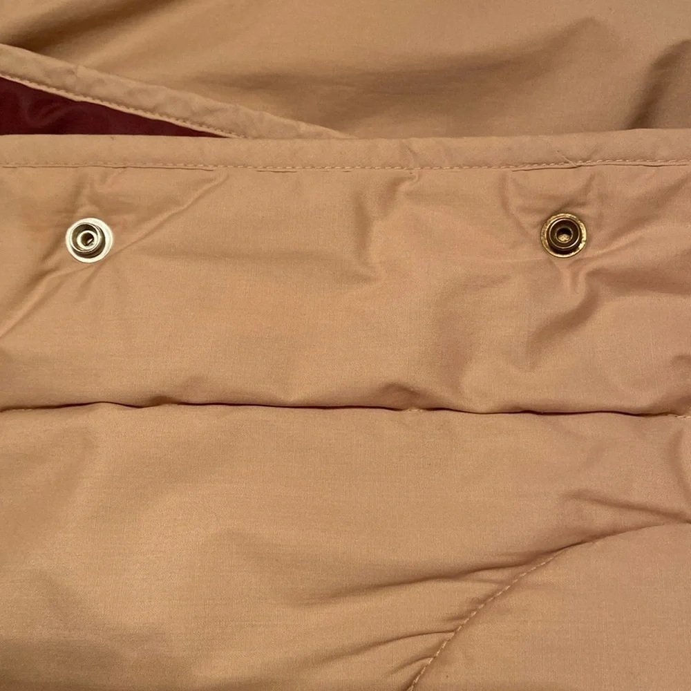 Vintage Etienne Aigner Reversible Puffer Coat Burgundy Tan Size 8 - Picture 8 of 10